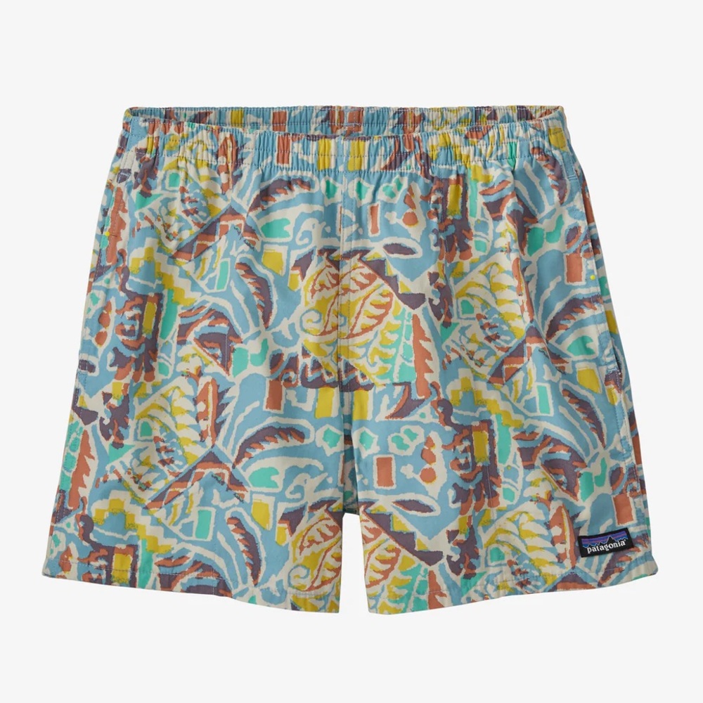 Patagonia Women’s Shorts Funhoggers 4" Inseam, Thriving Planet Lago Blue NWT szM